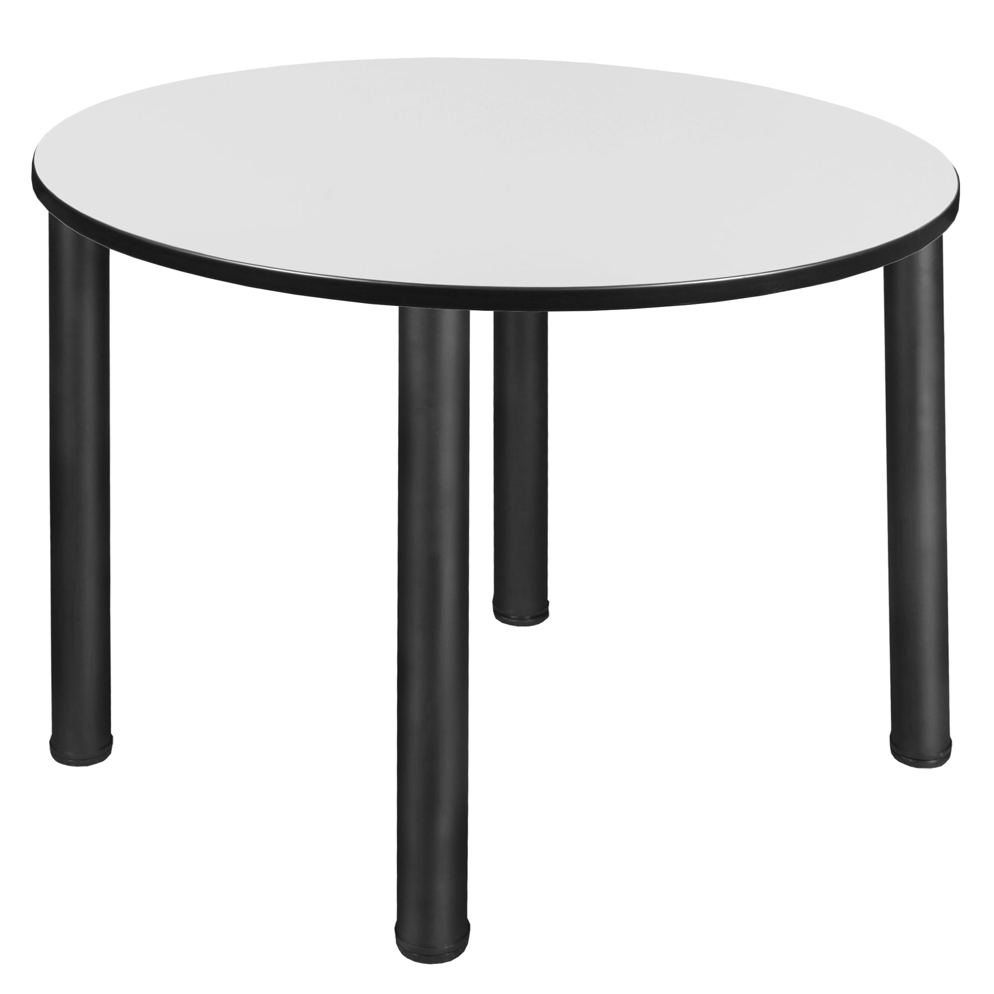Kee 48" Round White and Black Dining Table with Steel Legs