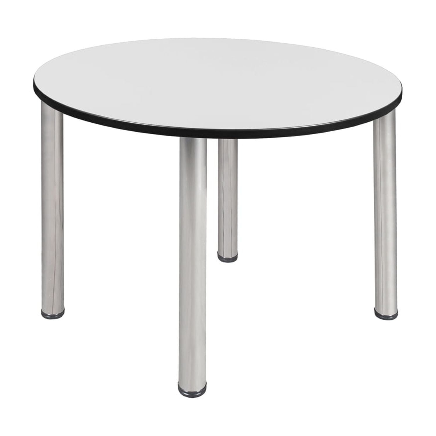 Kee 48" Round White and Chrome Dining Table