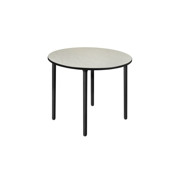 Kee 48" Round Folding Breakroom Wood Table- Maple/ Black