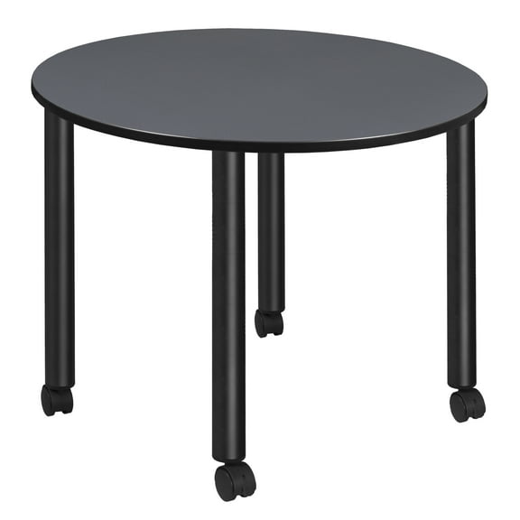 Kee 48" Round Mobile Breakroom Table- Grey/ Black