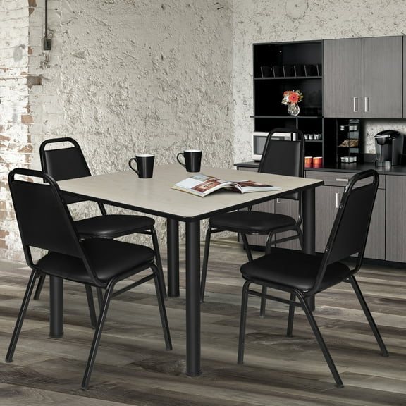 Romig Kee 48 in. Large Square Breakroom Table- Maple Top, Black Legs
