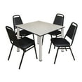 thumbnail image 1 of Kee 48" Square Breakroom Table- Maple/ Chrome & 4 Restaurant Stack Chairs- Black, 1 of 8