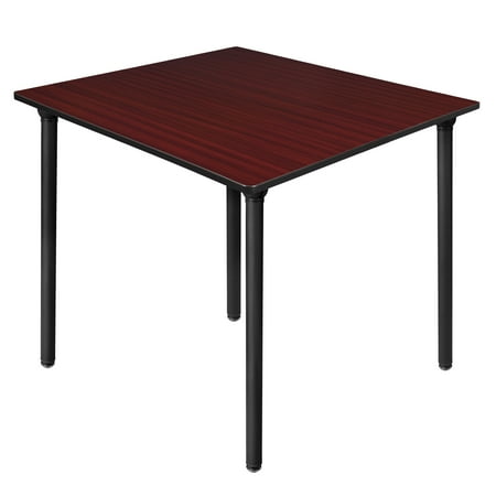 Kee 48" Square Folding Breakroom Table- Mahogany/ Black