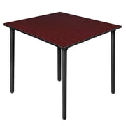 Kee 48" Square Folding Breakroom Table in Mahogany/ Black