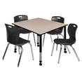 thumbnail image 1 of Regency Kee 48" Square Height Adjustable Mobile  Classroom Table - Beige & 4 Andy 18-in Stack Chairs- Black, 1 of 6