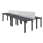 Kee 60 x 24 Double Benching System with Privacy Divider- Grey/ Black