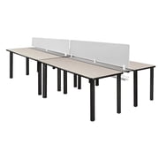 Kee 60 x 24 Double Benching System with Privacy Divider- Maple/ Black