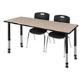 thumbnail image 1 of Kee 48in. Round Adjustable Table-Beige & 4 Andy 18-in Stack Chairs-Black, 1 of 6