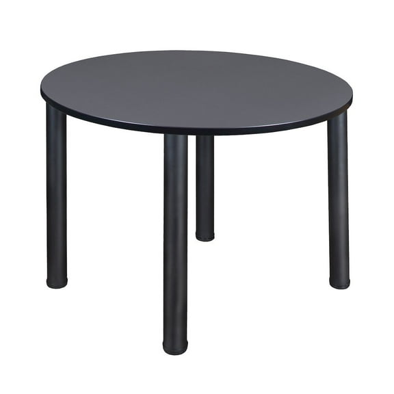 Regency 48 in. Large Round Breakroom Table- Grey Top, Black Legs