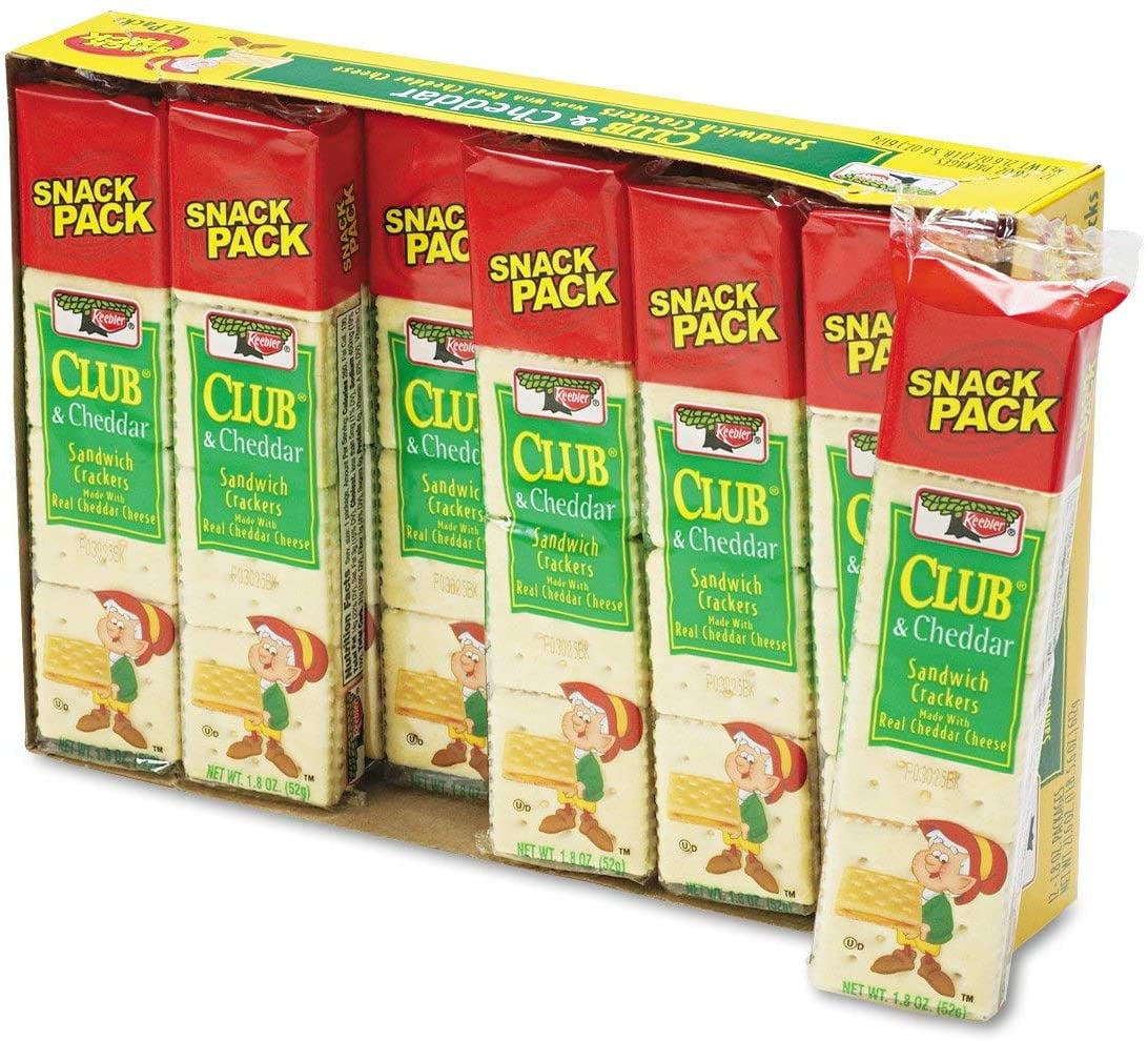 Keebler 21163 Sandwich Cracker, Club & Cheddar, 8 Cracker Snack Pack