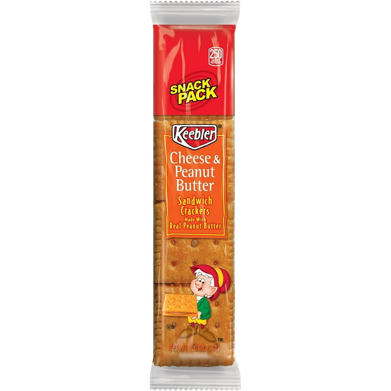 Sandwich Crackers, Cheese and Peanut Butter, 8-Piece Snack Pack, 12/Box Sandwich Crackers, Cheese and Peanut Butter, 8-Piece Snack Pack, 12/Box