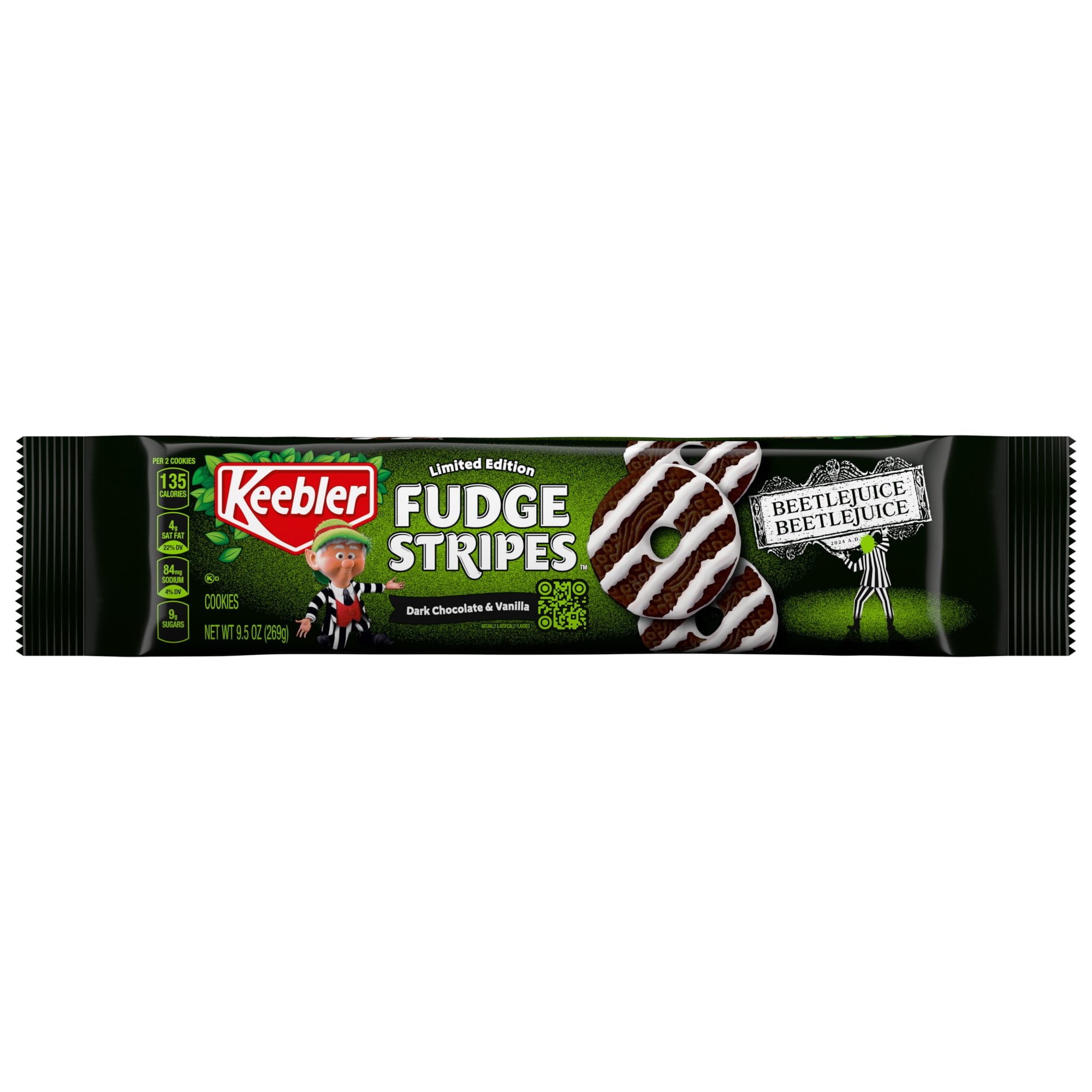 Keebler Beetlejuice Fudge Stripes Cookies, 9.5 oz