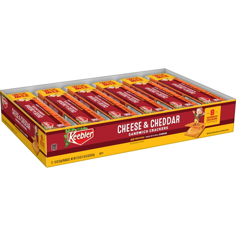 Keebler Cheese Crackers with Cheddar Cheese - Cheddar Cheese - 1.80 oz - 12 / Box Keebler Cheese Crackers with Cheddar Cheese - Cheddar Cheese - 1.80 oz - 12 / Box