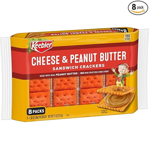 Keebler Sandwich Crackers, Cheese and Peanut Butter, 11oz Tray