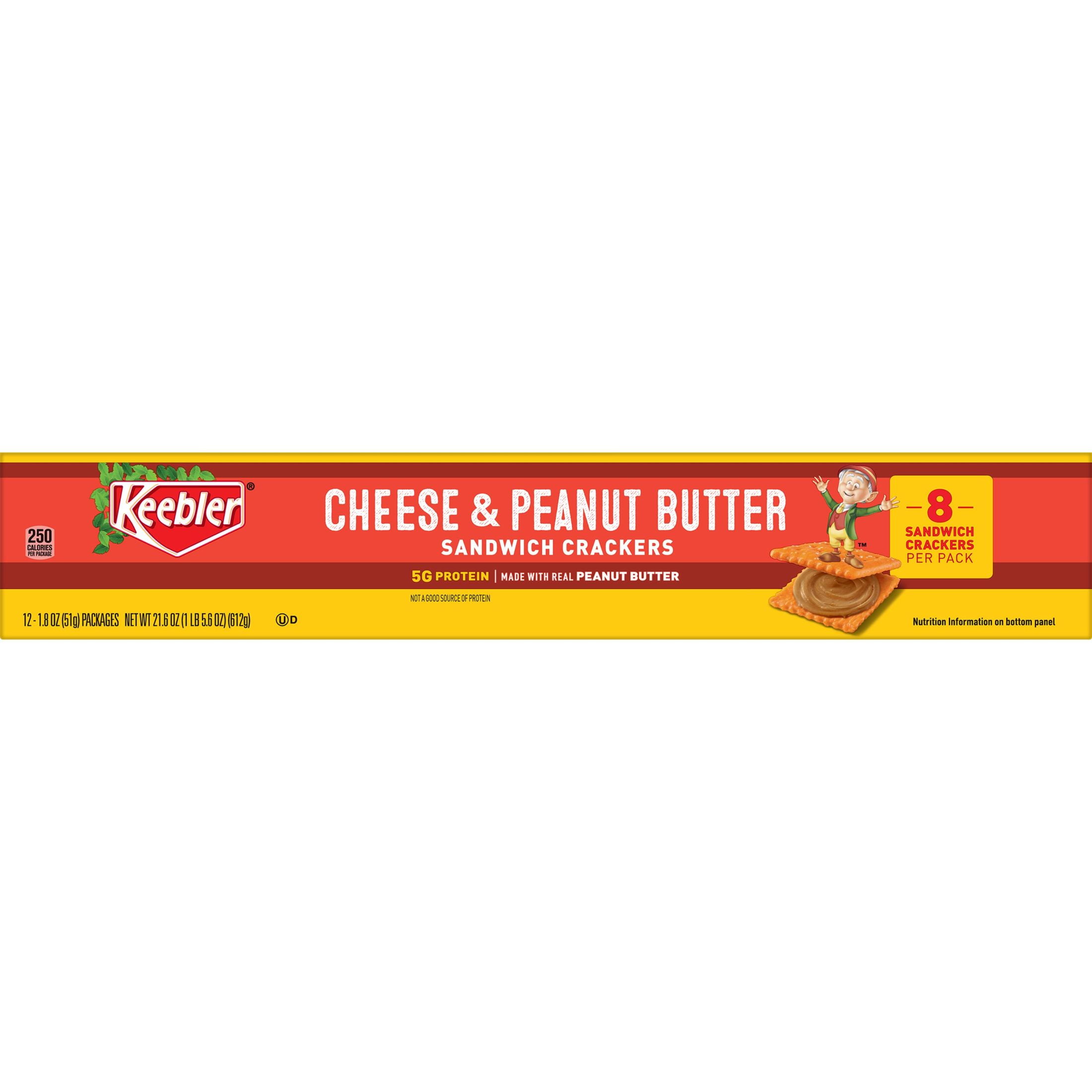 Keebler Cheese and Peanut Butter Sandwich Crackers, EggFree, 21.6 oz