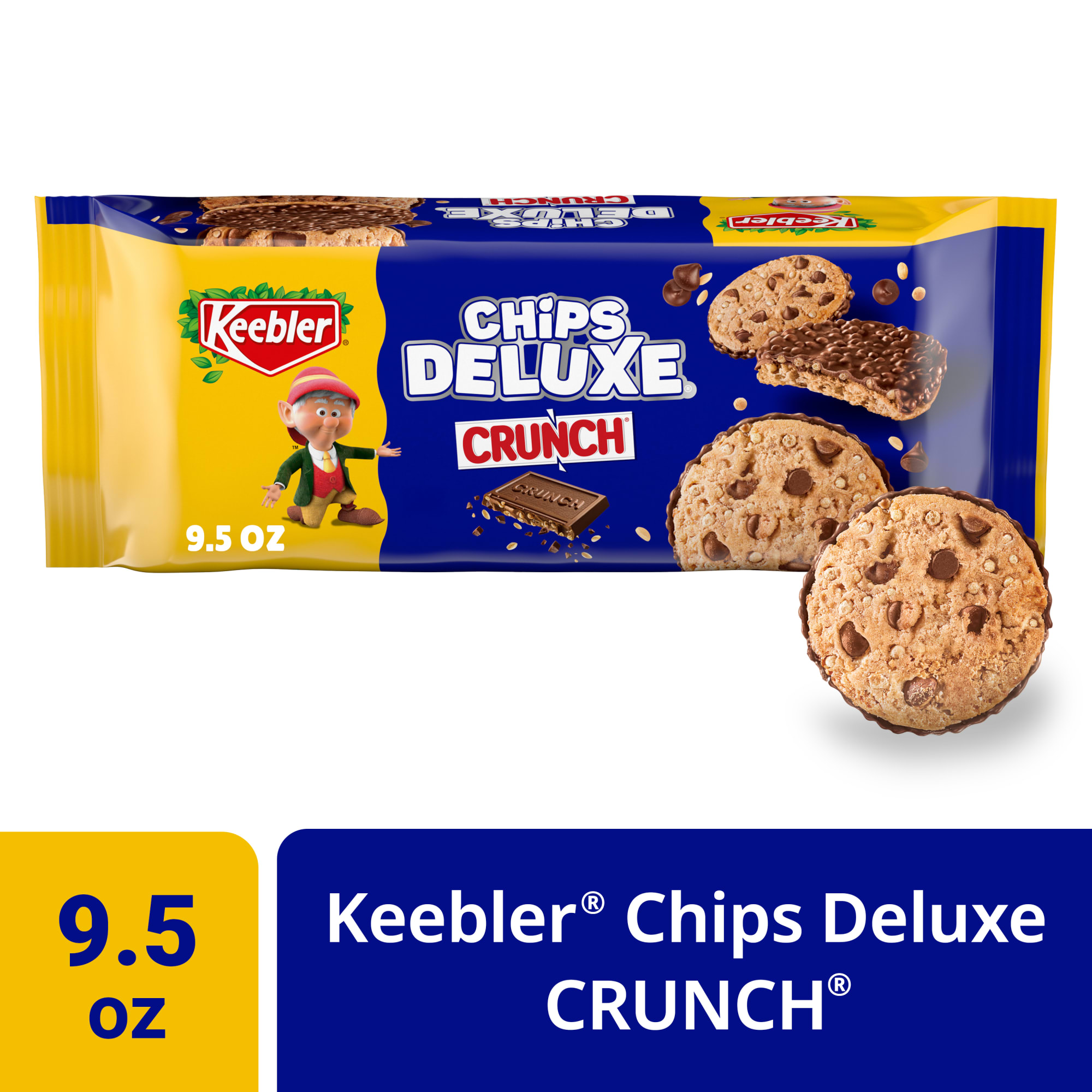 Keebler Chips Deluxe CRUNCH galletas con chispas de chocolate con leche y arroz crujiente, chocolate crujiente, 9.5 oz