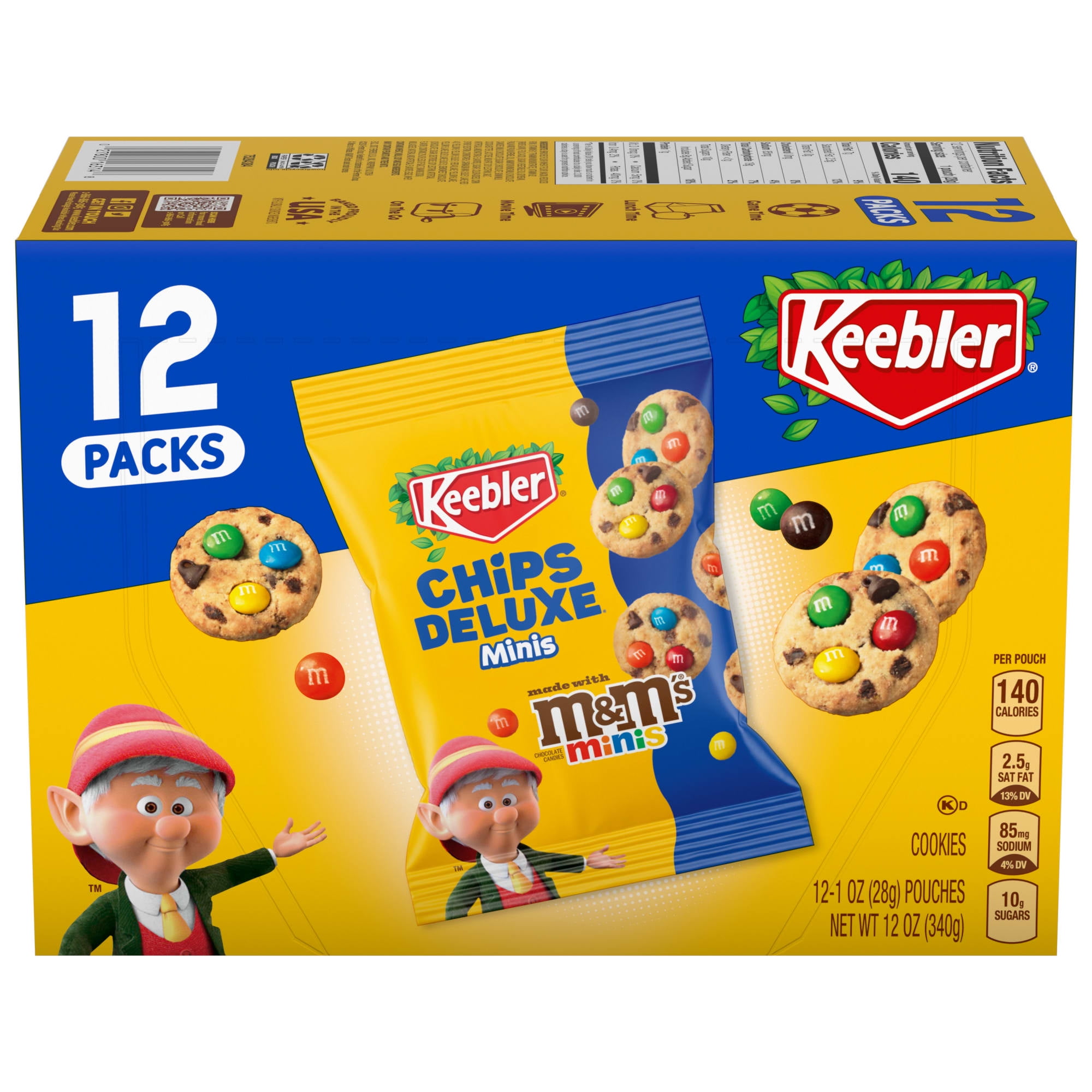 Keebler Chips Deluxe Minis Cookies with M&M's Minis Snack Bags , 12 ...