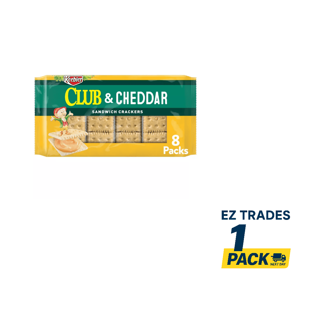 Keebler Club and Cheddar Sandwich Crackers, 11 oz, 8 ct pack of 1, Club and Cheddar Sandwich Crackers, Keebler Crackers, Cheddar Crackers, Ship from EZ Trades