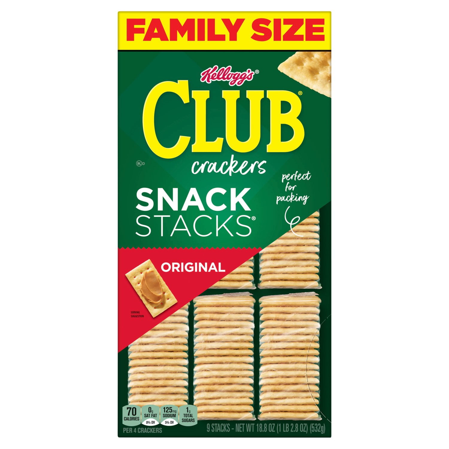 Keebler Club Crackers Original Snack Family Size 9 Stacks 18.8 oz