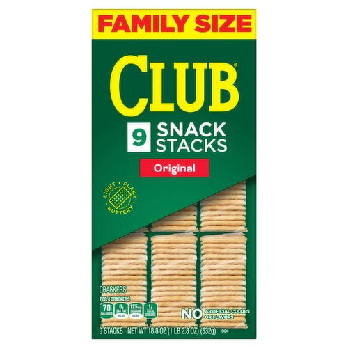 Keebler Club Crackers Original Snack Family Size 9 Stacks 18.8 oz