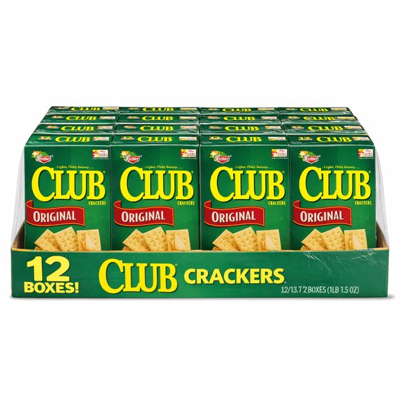 Keebler Club Original Crackers 13.7 oz 12 Pack Light Buttery Snack Crackers