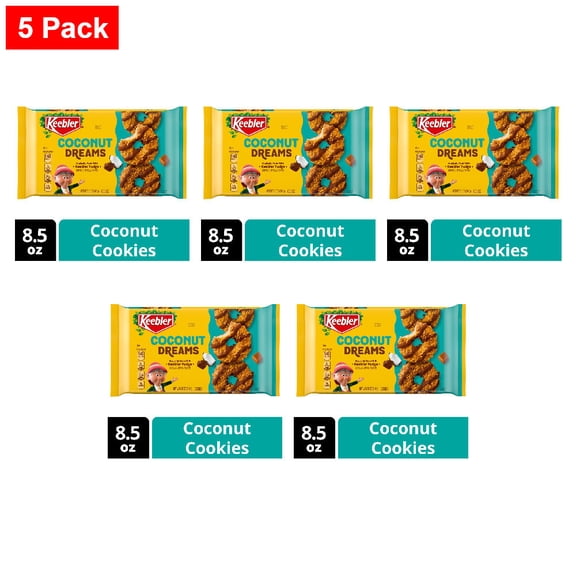Keebler Coconut Dreams, Coconut and Caramel Cookies Coated in Keebler Fudge 8.5 oz - 5 Pack