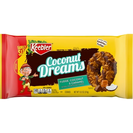 Keebler Coconut Dreams Fudge, Coconut & Caramel Cookies, Family Size, 13.2 oz