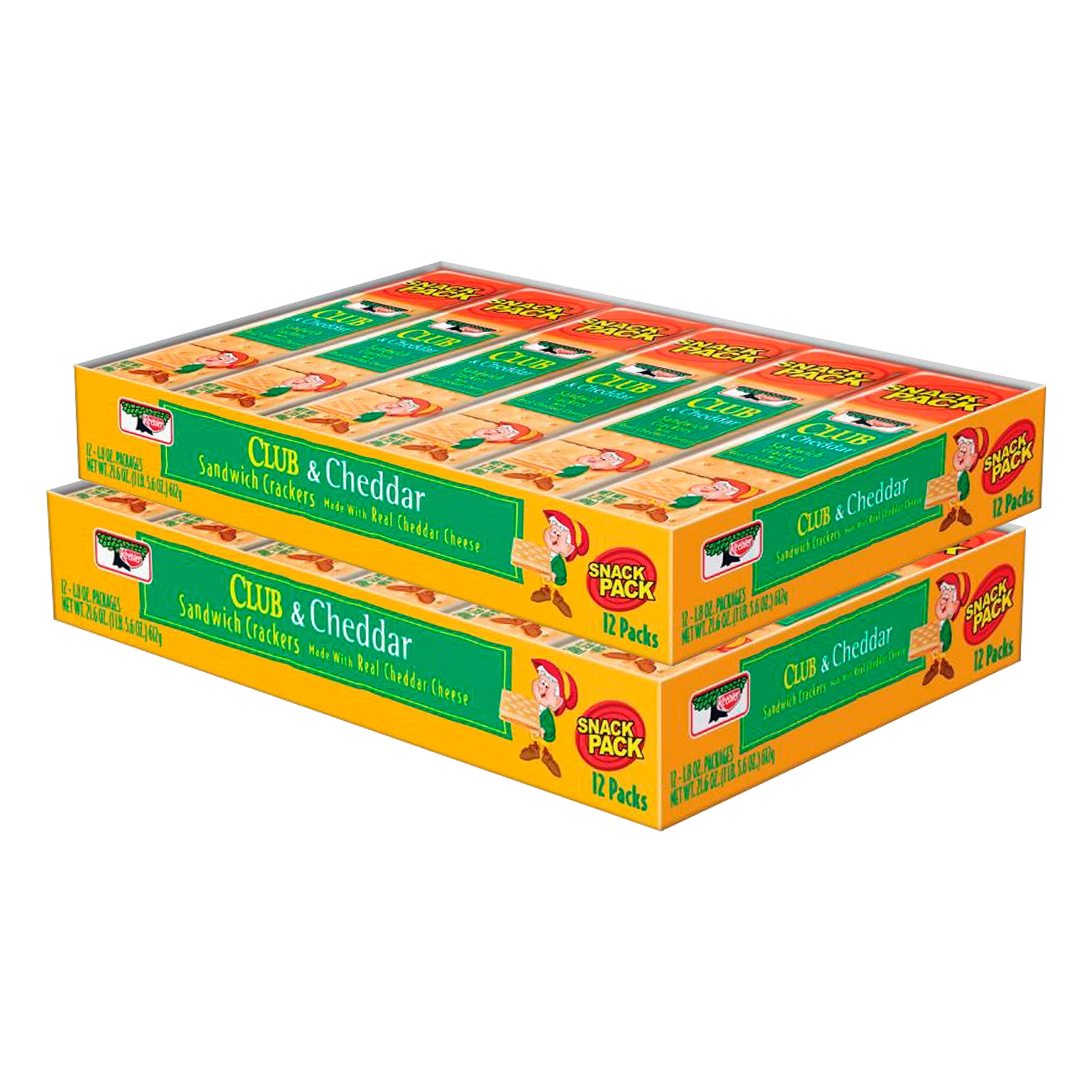Keebler Crackers, Club & CI30Cheddar, Cheese Sandwich Crackers, Snack Crackers, 2 BOXES