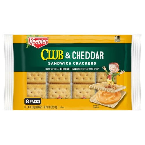 Keebler Crackers Sandwich Club & Cheddar Box - 8 Pack 11 oz