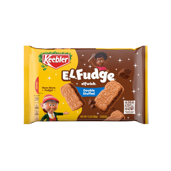 Keebler E.L. Fudge Double Stuffed Elfwich Cookies, Sandwich Cookies Stuffed with Crme Filling, 13 oz