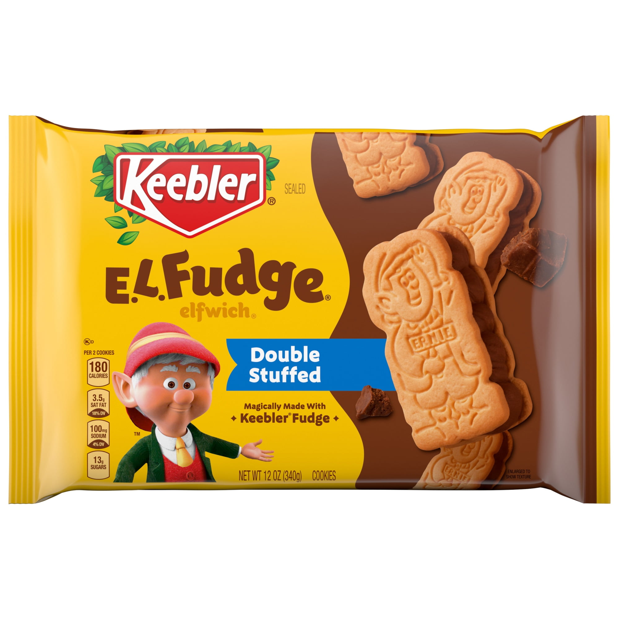 Keebler E.L. Fudge Double Stuffed Elfwich Cookies, Sandwich Cookies Stuffed with Crme Filling, 12 oz