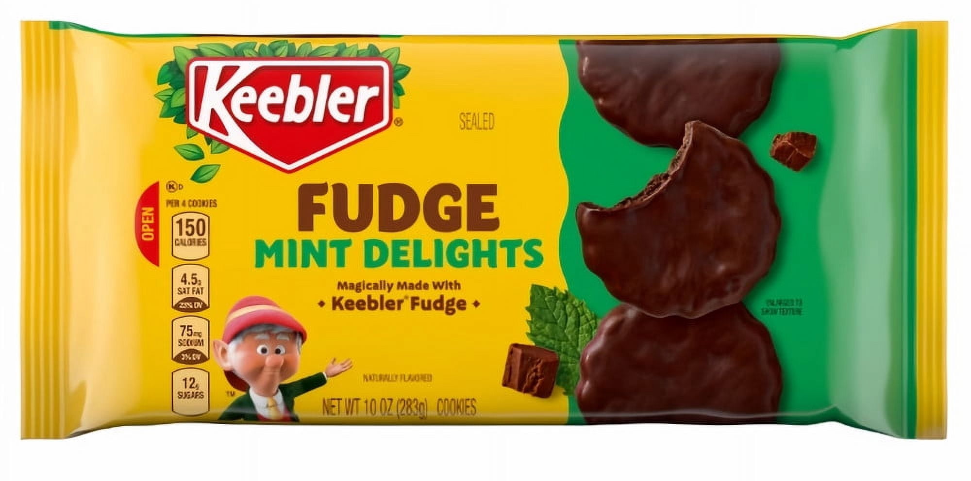 Keebler Fudge Mint Delights, Mint Cookies Dunked in Keebler Fudge, 10 oz (Pack of 4)