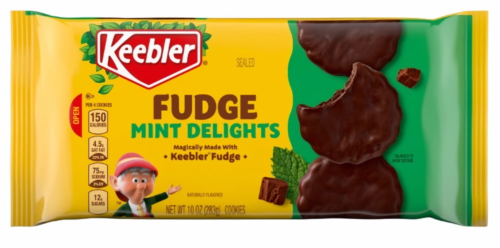 Keebler Fudge Mint Delights, Mint Cookies Dunked in Keebler Fudge, 10 oz (Pack of 8)