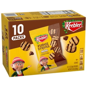 Keebler Fudge Stripes Minis, Original Shortbread Cookies Coated in Keebler Fudge, 10 oz, 10 Count