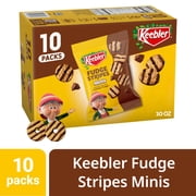 Keebler Fudge Stripes Minis, Original Shortbread Cookies Coated in Keebler Fudge, 10 oz, 10 Count
