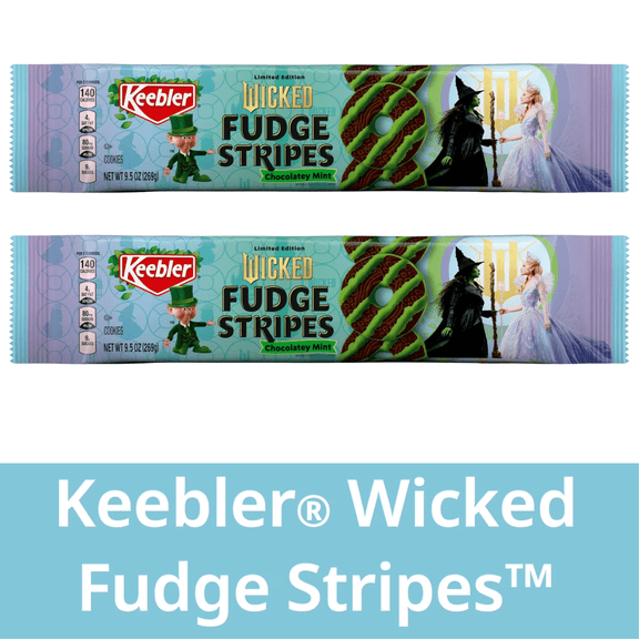 Keebler Fudge Stripes Chocolatey Mint Fudge Cookies, 9.5 oz, 2 Pack