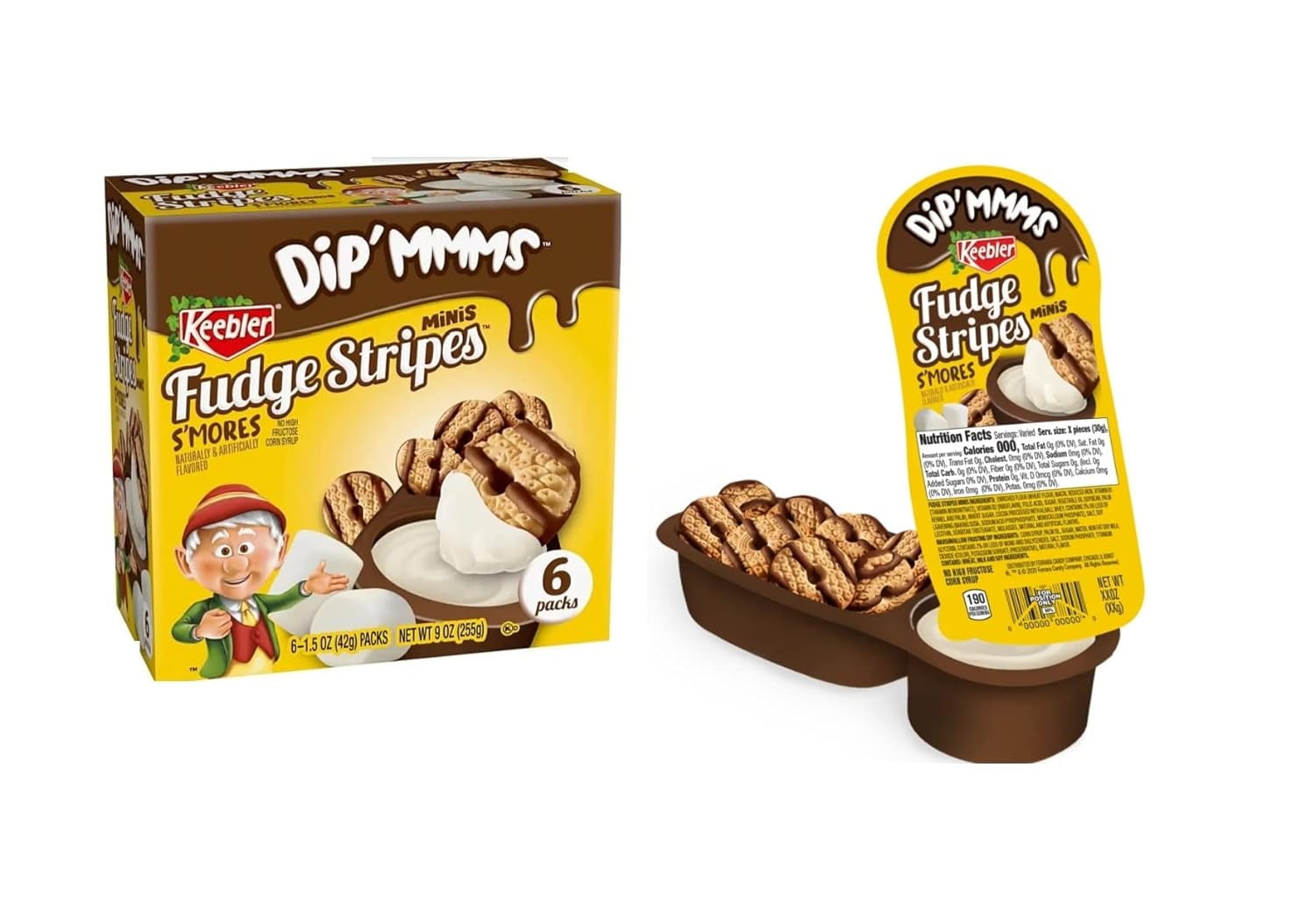 Keebler Fudge Stripes Cookies Mini Smores Dip'mmms 6 Count Box
