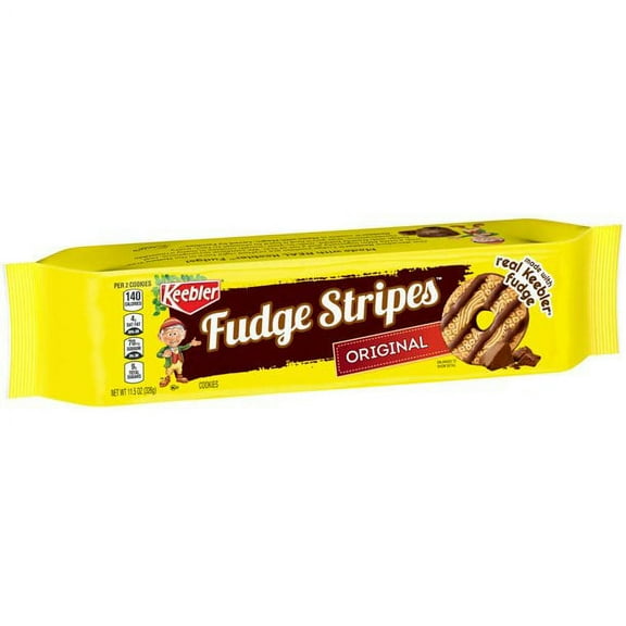 Keebler Fudge Stripes Cookies, Original, 11.5 oz Tray pack of 2