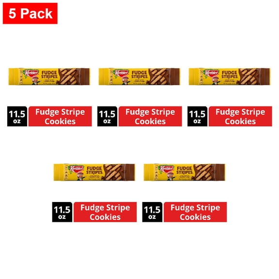 Keebler Fudge Stripes Shortbread Cookies 11.5 oz - 5 Pack