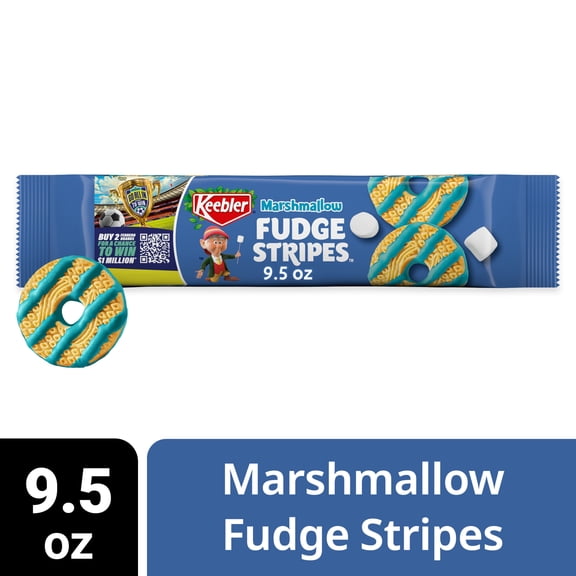 Keebler Fudge Stripes Marshmallow, Shortbread Cookies Coated in Marshmallow flavored Keebler Fudge, Limited Edition 9.5 oz
