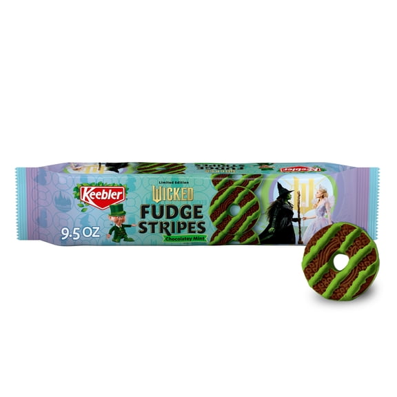 Limited Edition Keebler Wicked Fudge Stripes, Chocolatey Mint Fudge Cookies, Sweet Treat 9.5 oz