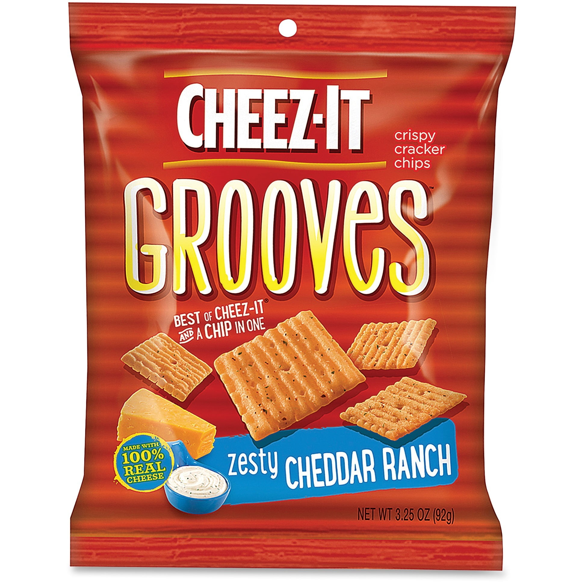 Cheez-It Grooves Crispy Cracker Chips, Zesty Cheddar Ranch, 6