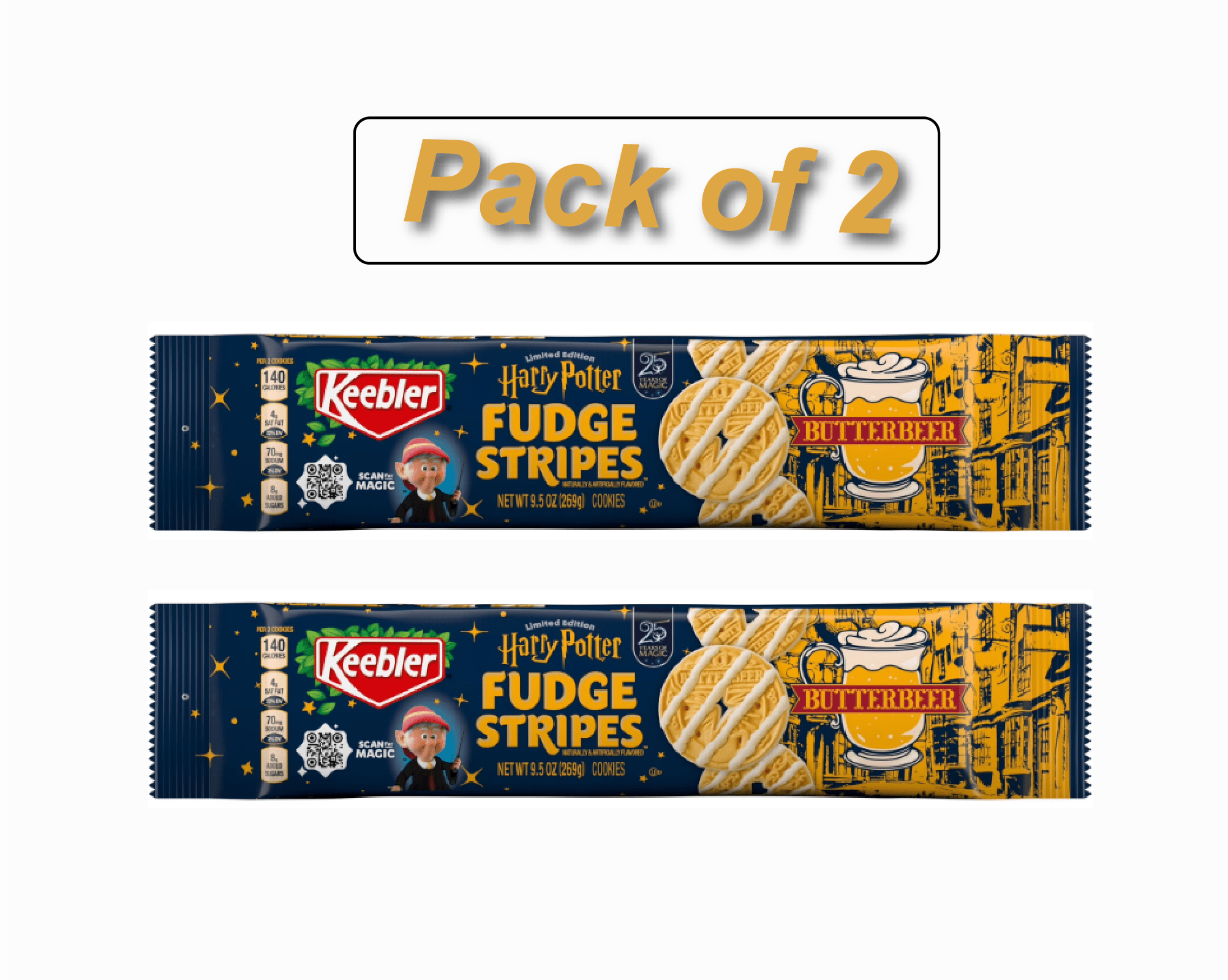 Keebler Limited Edition Harry Potter Butterbeer Fudge Stripes Cookies, 9.5 oz (Pack of 2)