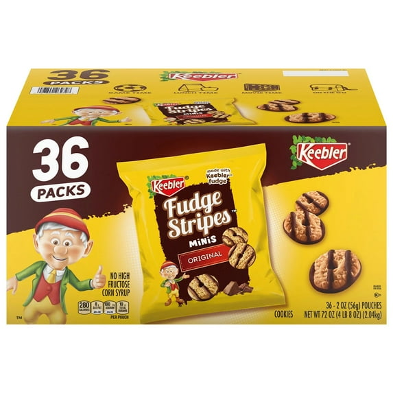 Keebler Mini Fudge Stripe Cookies, 2 Ounce (Pack of 36)