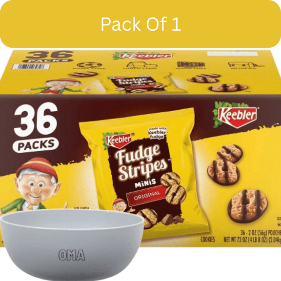 Keebler Mini Fudge Stripes Cookies, 2 oz., 36 Count with white bowl by OMA