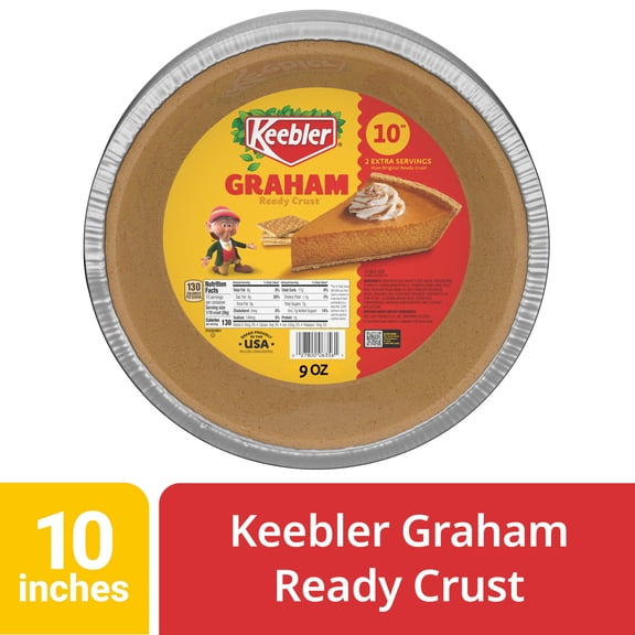 Keebler Ready Crust 10-Inch Graham Cracker Pie Crust, Premade Pie Crust For Baking And No-Bake, 9 oz