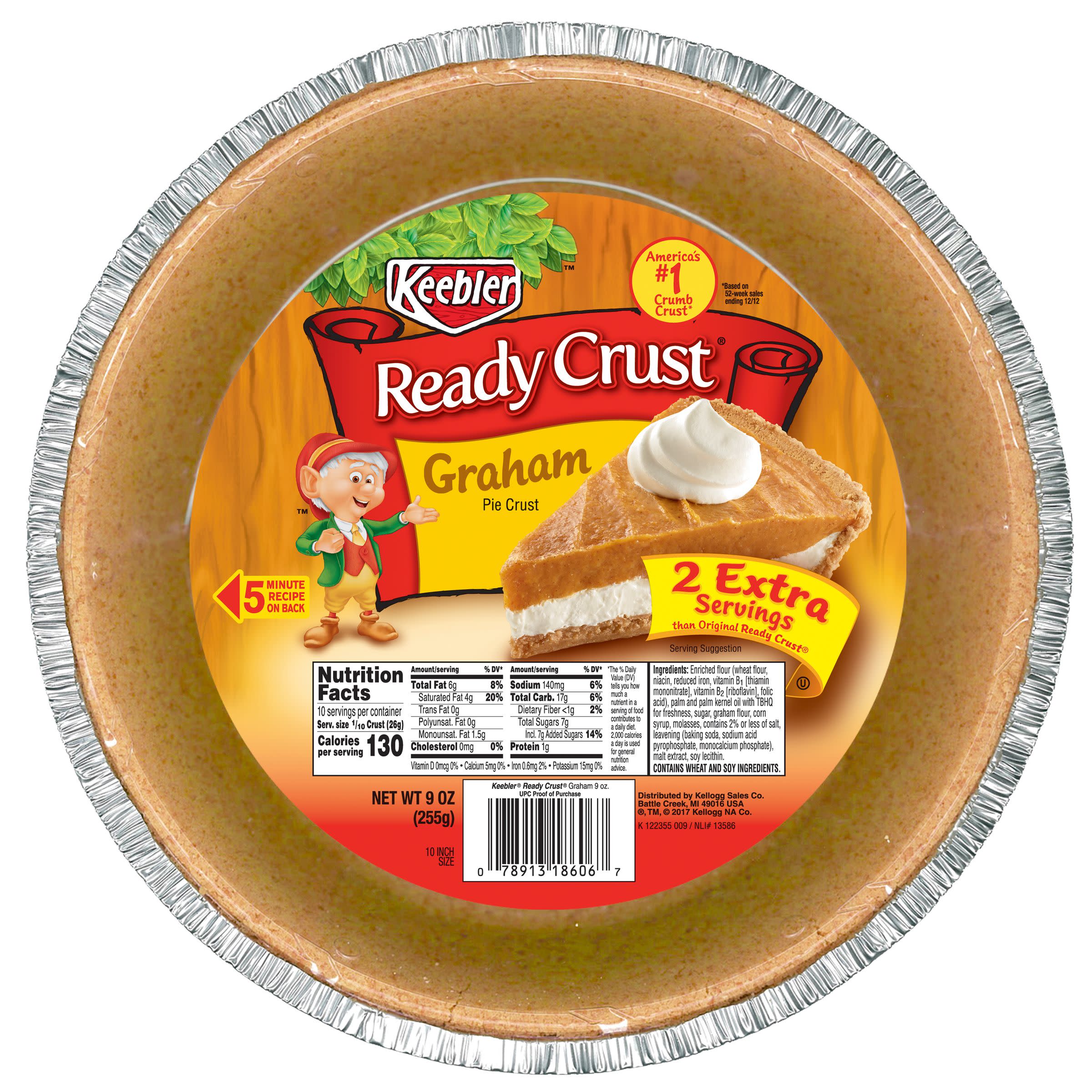 Keebler Ready Crust 10 Inch Graham Pie Crust, 9 oz - image 1 of 6