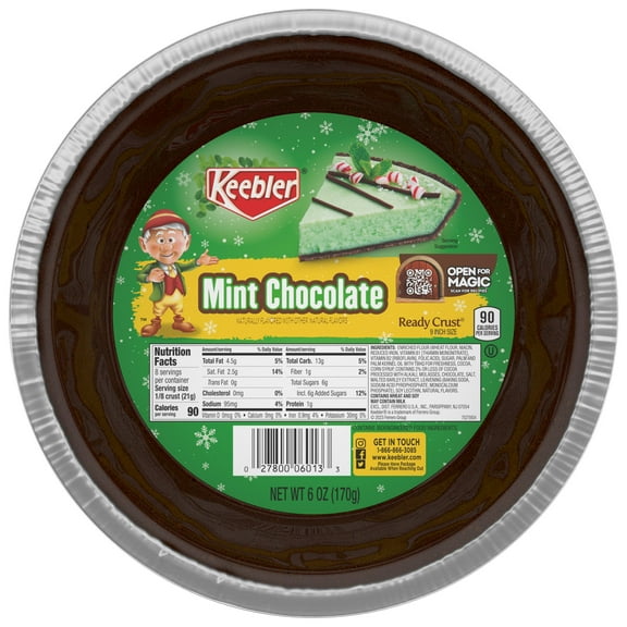 Keebler Ready Crust 9-Inch Chocolate Mint Pie Crust, Premade Pie Crust, 6 oz