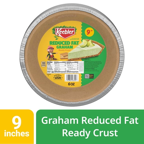 Keebler Ready Crust 9-Inch Reduced Fat Graham Cracker Pie Crust, Premade Crust For Baking And No-Bake, 6 oz
