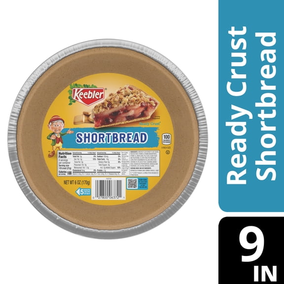 Keebler Ready Crust 9-Inch Shortbread Pie Crust, Premade Pie Crust, 6 oz